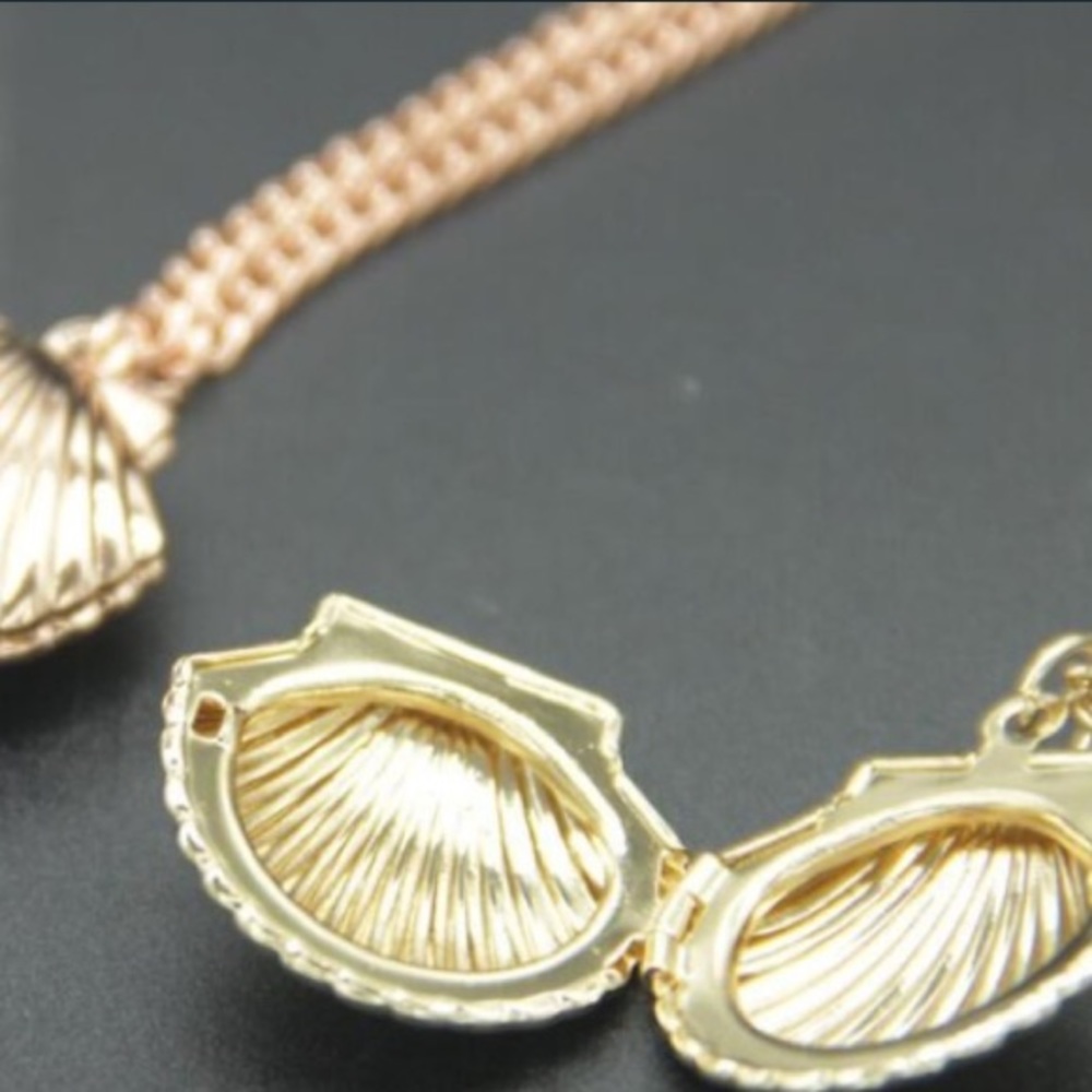 π Awesome Metallic Sea Shell Photo Locket Available In Gold Rose Gold Or Silver - Picture 6 of 8